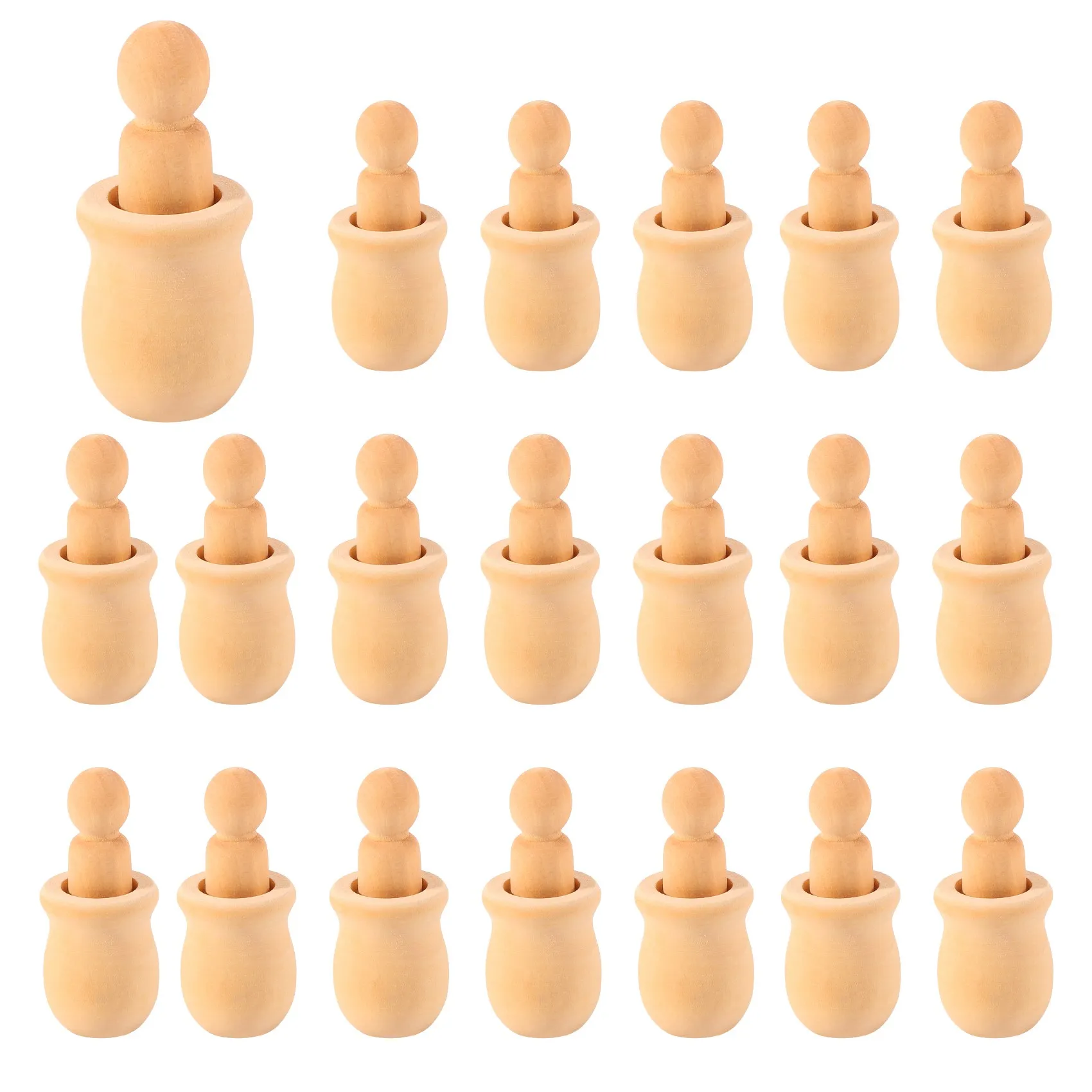 Unfinished Wooden Peg Nesting Dolls People Bodies,Natural Unpainted Decorative Wood Figures for Painting,Art Projects