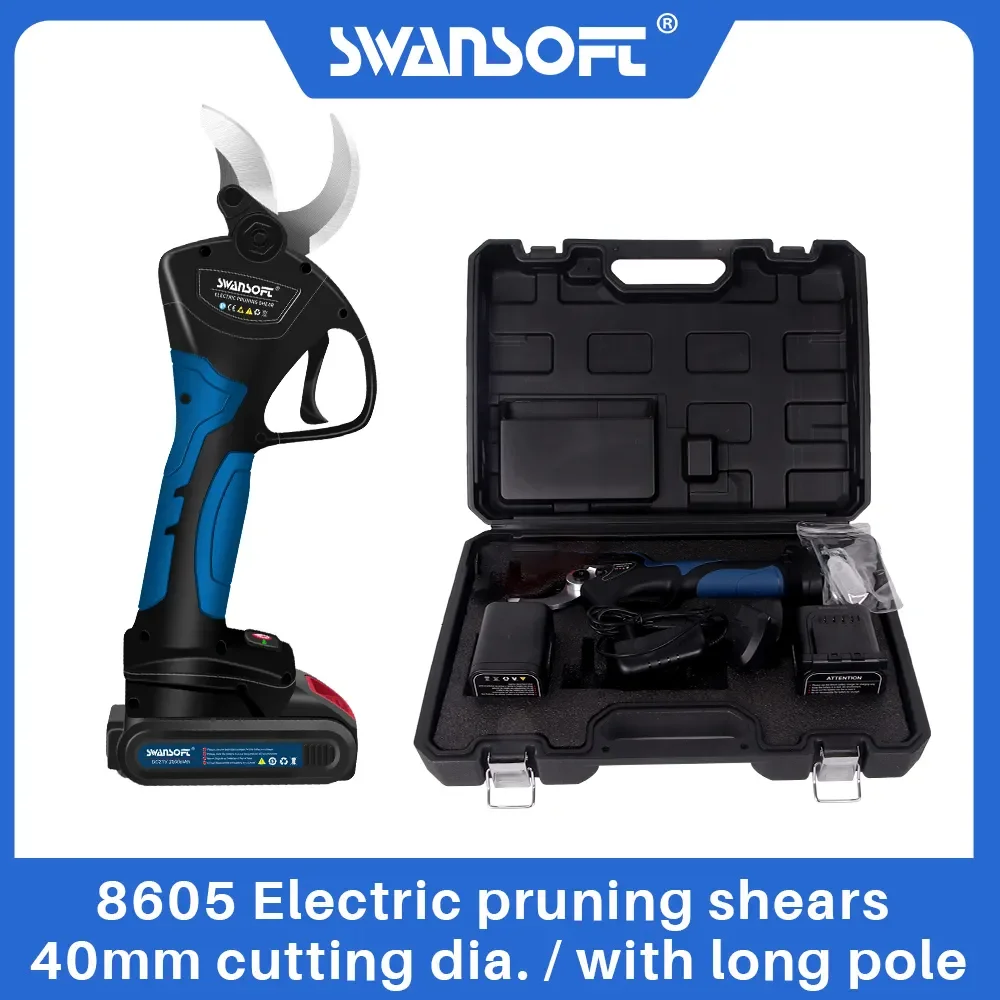 Swansoft-tesoura de Poda Elétrica com Bateria de Lítio 40 mm Ws8605 Pruner Ferramentas de Jardim Corte Ramos de Madeira