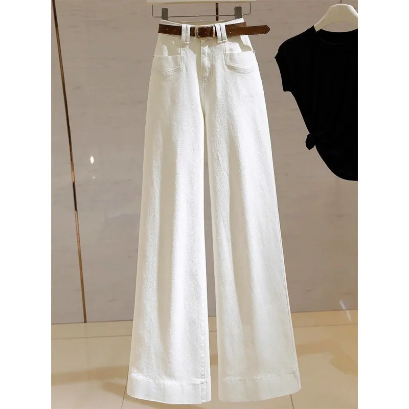 

New Fashion 2025 Autumn Temperament Denim High Waisted Wide Leg Jeans Women Loose Casual All-Match Cowboy Ladies Ladies