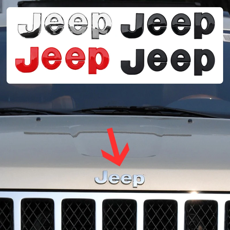Emblema ABS para capô dianteiro, laterais e porta-malas de carros Jeep: Logotipo, Grand Emblema, Cherokee, Wrangler, Renegade, Compass, JK, Patriot