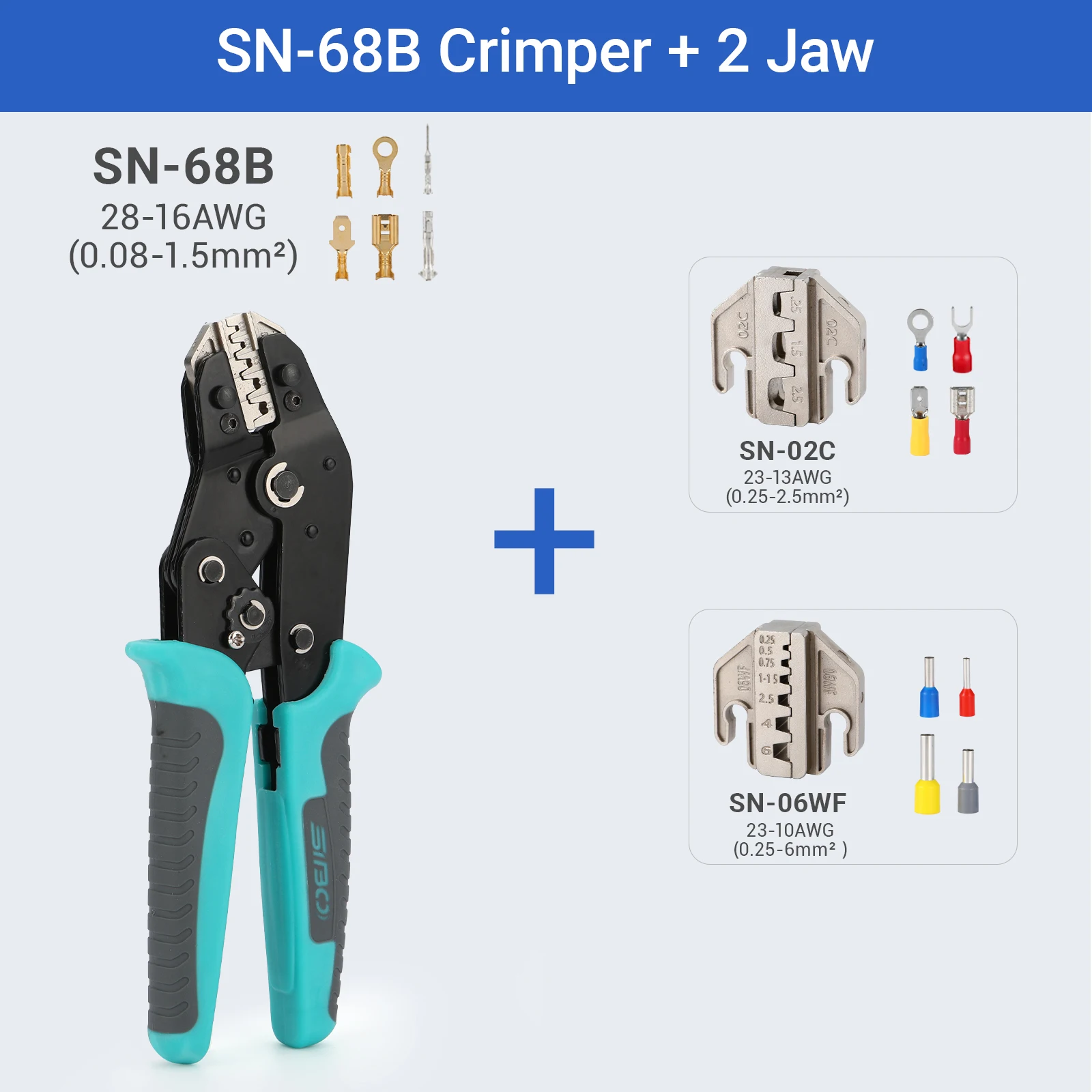 Crimptangset Elektricien Gereedschap Snelle Wisselbekken Voor Crimp Terminals Dupont JST Niet-Geïsoleerde Open Barrel Ferrule MC4 Solar - afbeelding 1