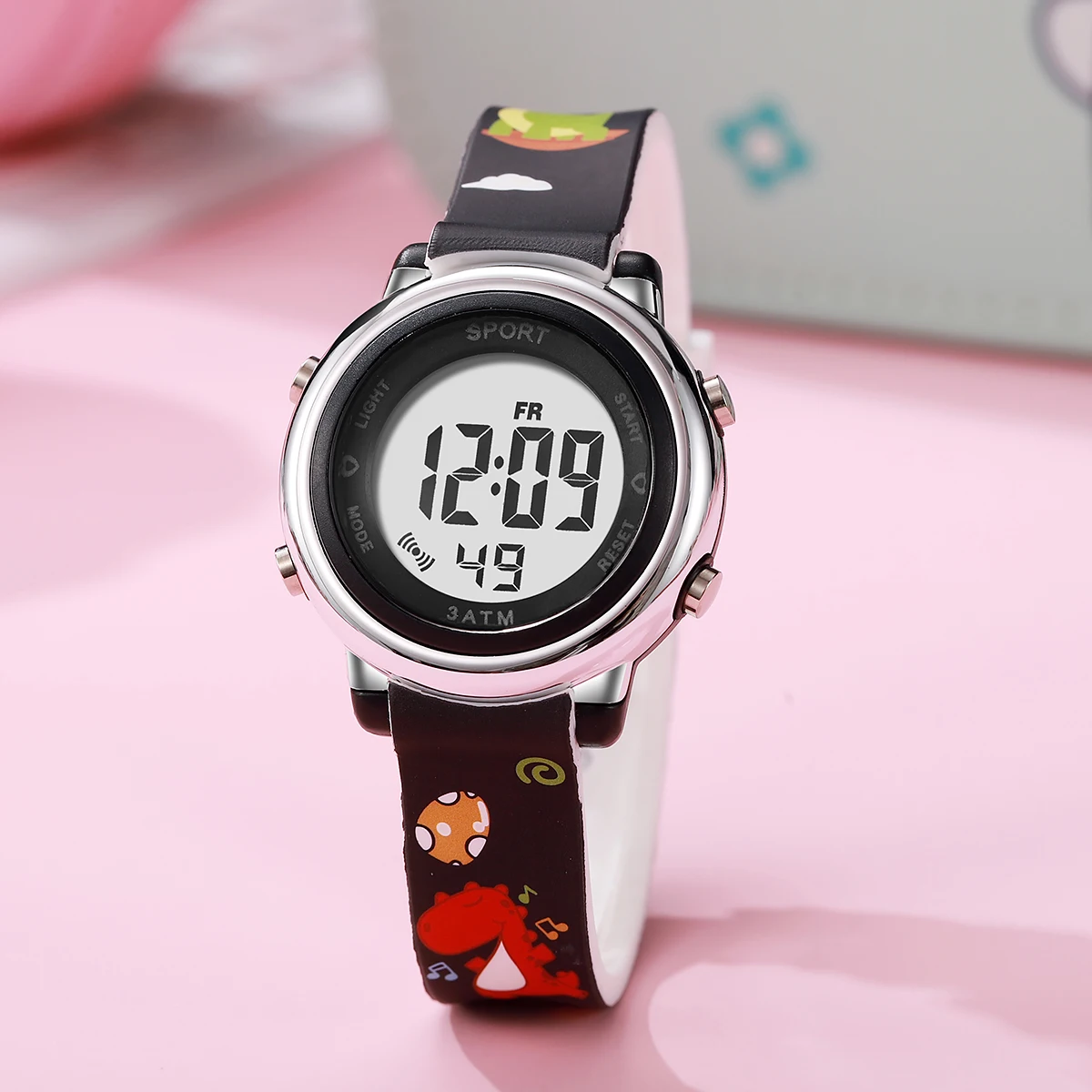 ساعة إلكترونية للأطفال بحزام سيليكون على شكل ديناصور كرتوني لطيف، مناسبة للارتداء اليومي، هدية عيد الميلاد