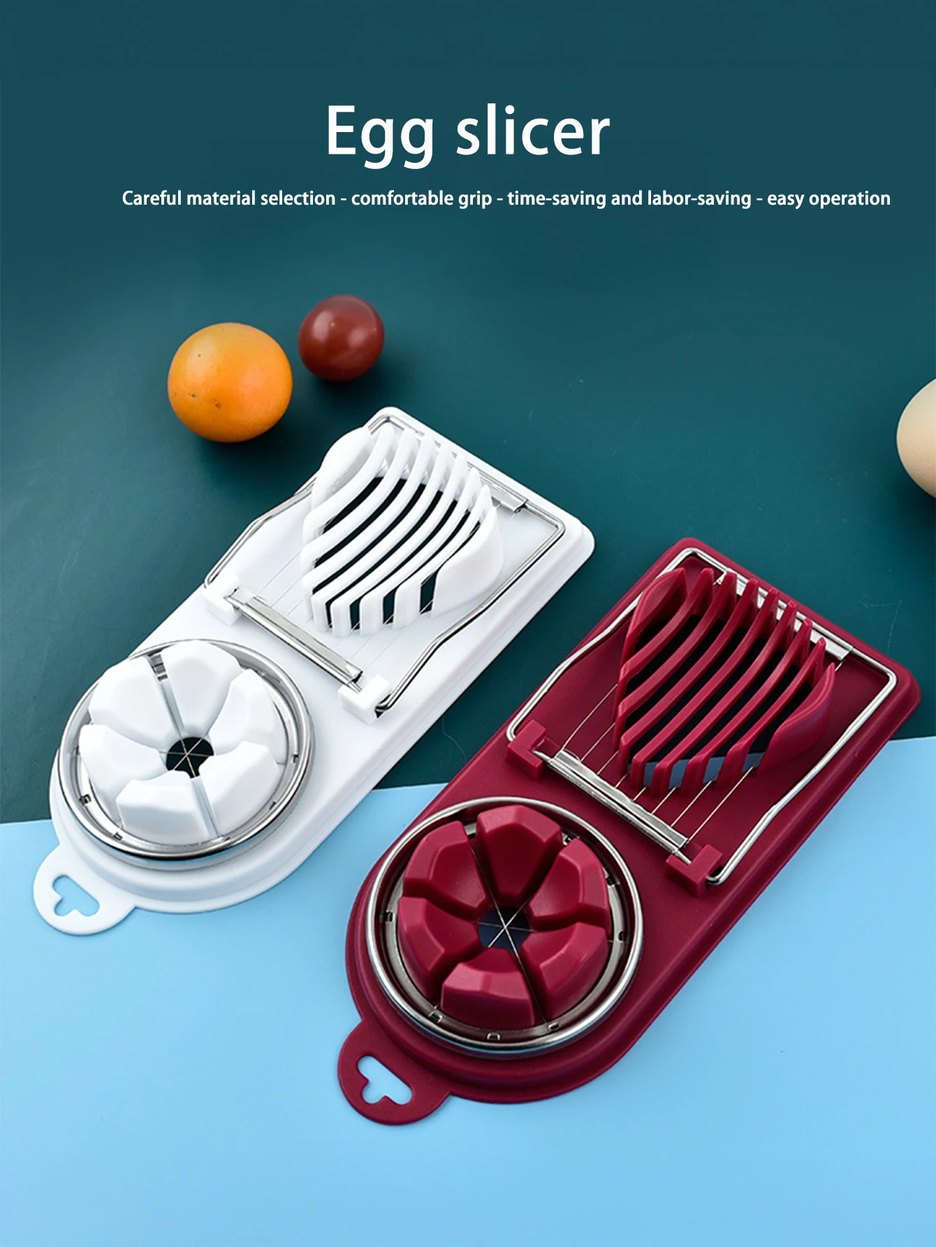 Egg slicer, suitable for hard-boiled eggs, egg slicing, strawberry slicer, tomato slicer, and stainless steel wire slicer.