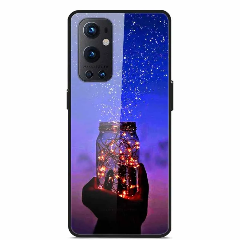 Phone Cases for One plus 9 Tempered Glass Hard PC Back Cover For OnePlus 9 EU Version Case for Oneplus9 Funda Shells