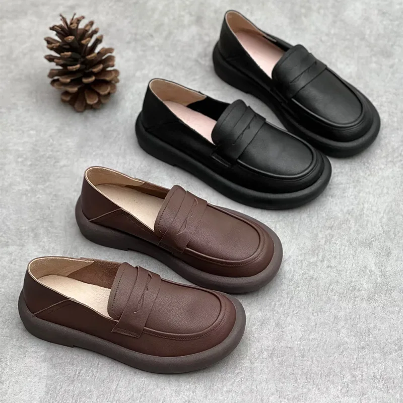 Careaymade-Genuine leather Pure handmade shoes British style loafers women\'s Japanese soft leather soft soles slackers\' shoes