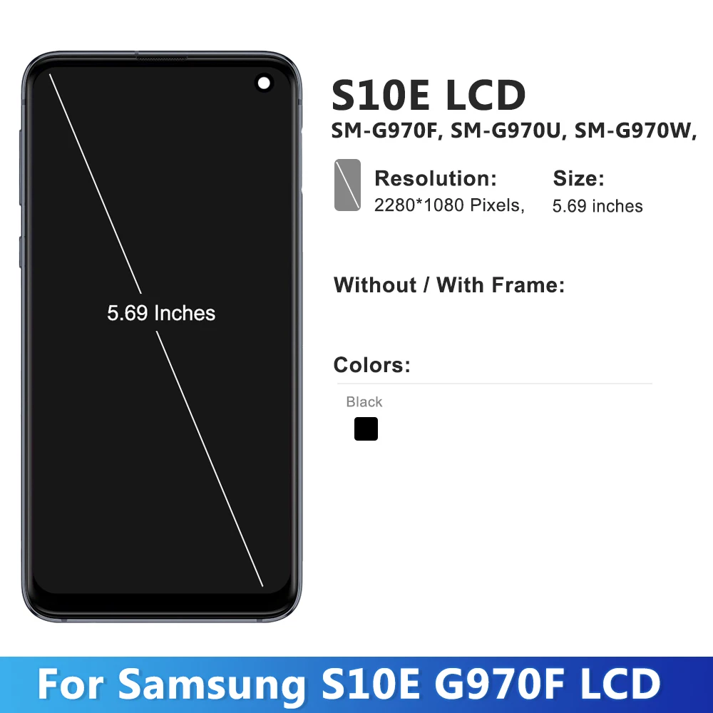 Pantalla táctil TFT INCELL LCD para Samsung S10E, repuesto de montaje de digitalizador LCD con marco para Samsung S10E, G970, G970F