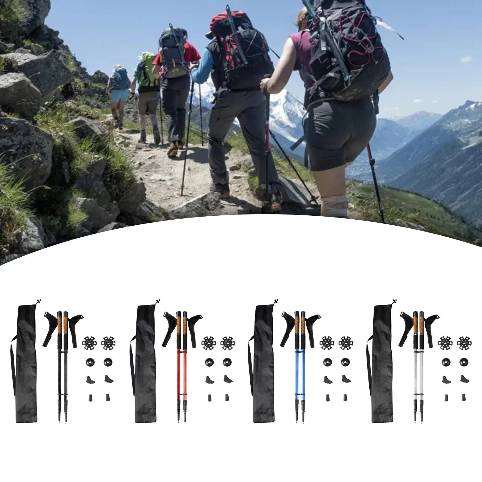 

2x Mountain Trekking Poles Walking Rod Telescopic Nonslip Handle Nordic Walking