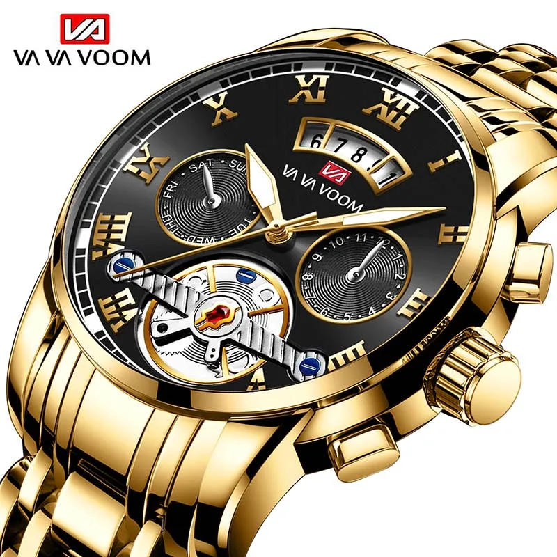 Roman Numerals Sport Watches For Men Luxury Cool Dial Calendar Quartz Wristwatch Stainless Steel Luminous Waterproof Reloj Hombr