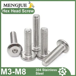 5-20pcs 304 Stainless Steel M3 M4 M5 M6 M8 Allen Hex Hexagon Socket Large Flat Head Furniture Rivet Screw Connect Joint Bolt