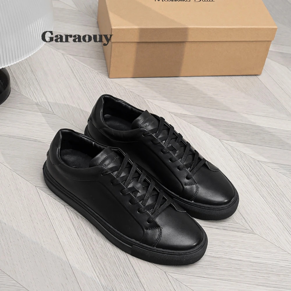 Garaouy 2024 New Summer Genuine Leather Flat Sneakers Men Multicolor Solid Color Simple All-match Basic Shoes Casual Male