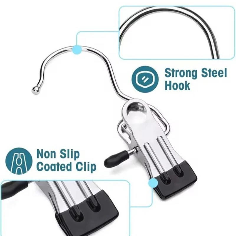 متعددة الوظائف الغسيل شماعات خطاف ملابس مشبك معدني الفولاذ المقاوم للصدأ قبعة تنورة بنطلون كليب تخزين خزانة الملابس #2