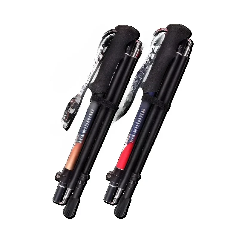 Carbon trekking pole ultra-light retractable ultra-short men's and women's outdoor off-road mountain climbing equipment