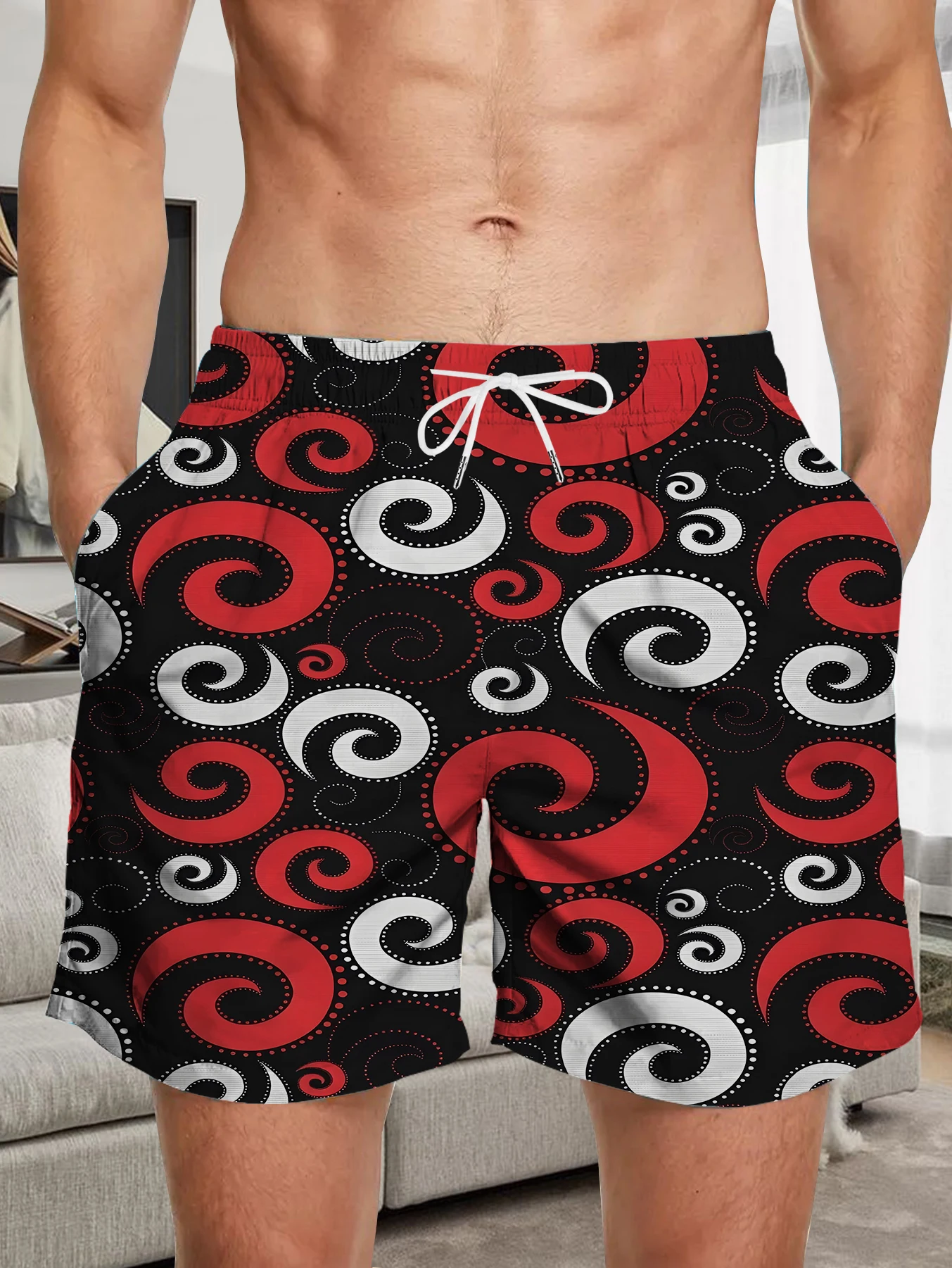 

Men's Digital Printed Shorts Full Print Beach Pants Quick Dry Polyester Casual Trunks