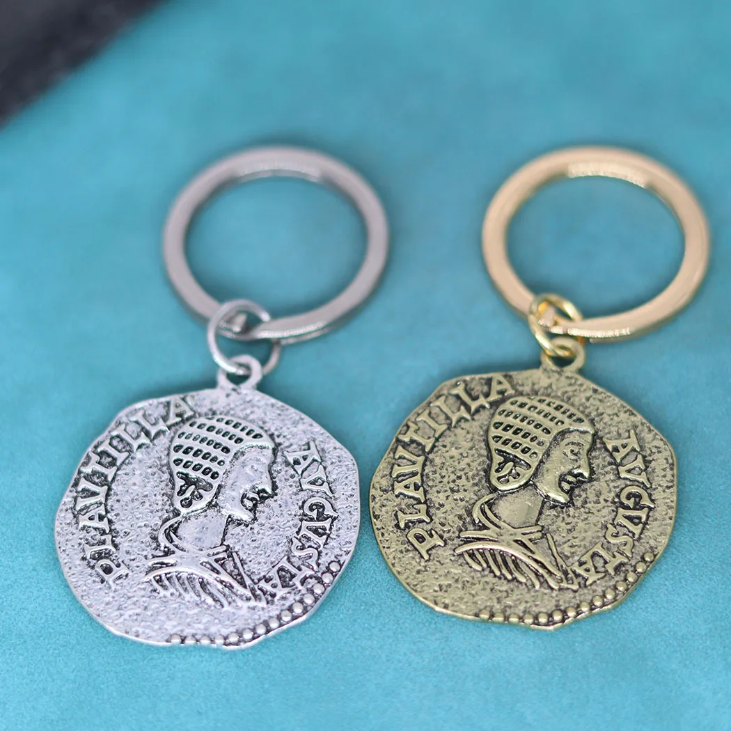 Ancient Rome Engraved PLAUTILLA AVGVSTA Rome Coins Pendants Keychain Denier Coin Key Chains Keyring For Men Women