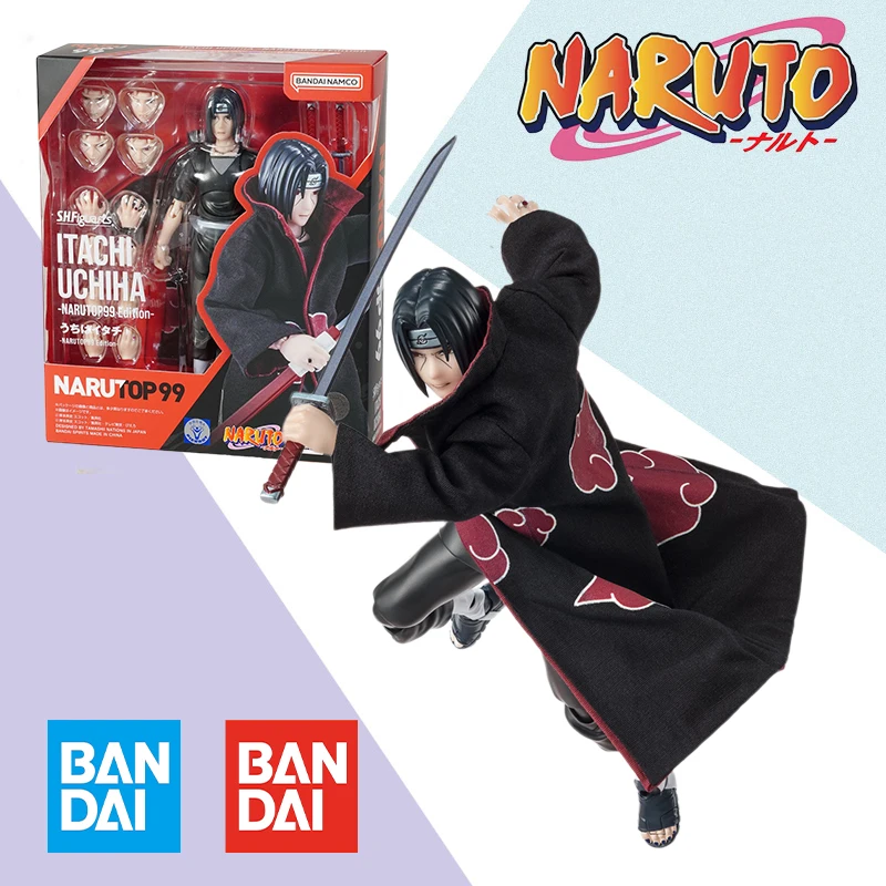 Original Bandai SHF NARUTO ITACHI UCHIHA NARUTOP99 EDITION Figure Finished Model kit Anime Action Toy Gifts for kids