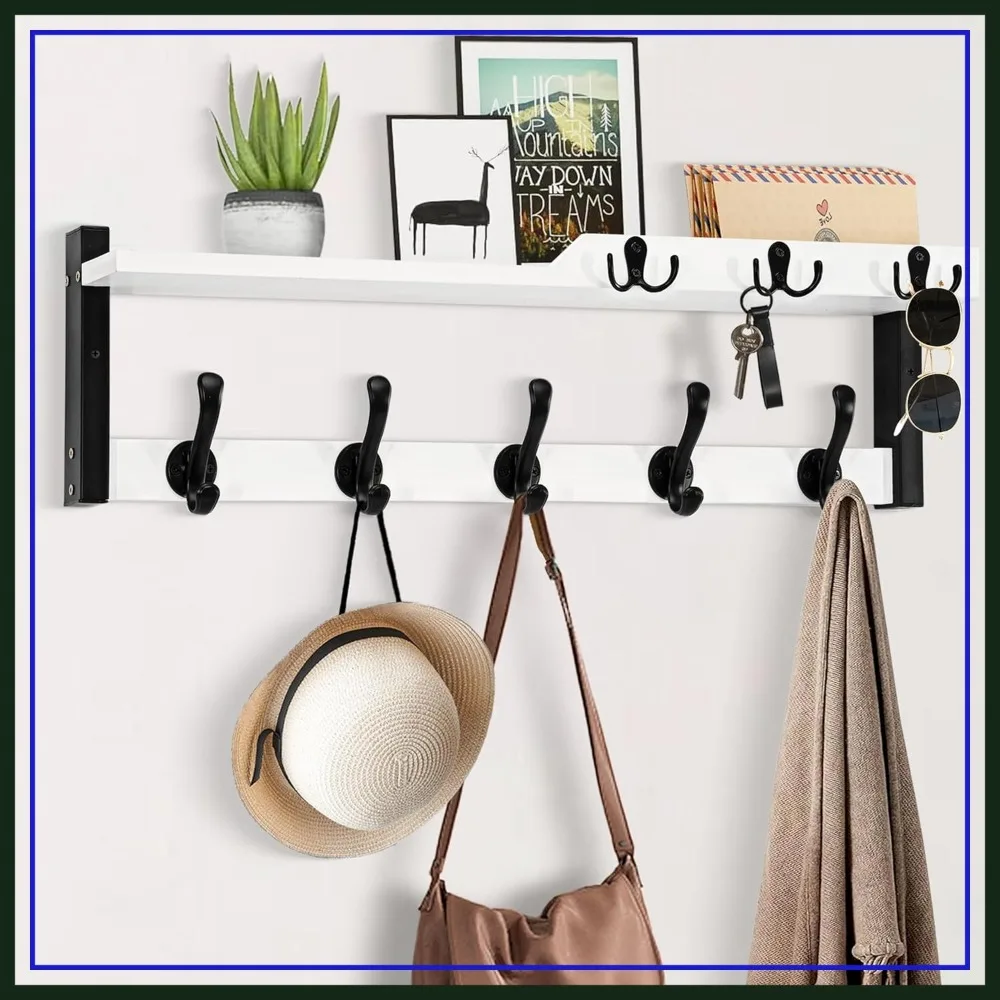 

25.2" 4-in-1 Wall Mount Coat Rack with Shelf, Hooks & Mail Organizer