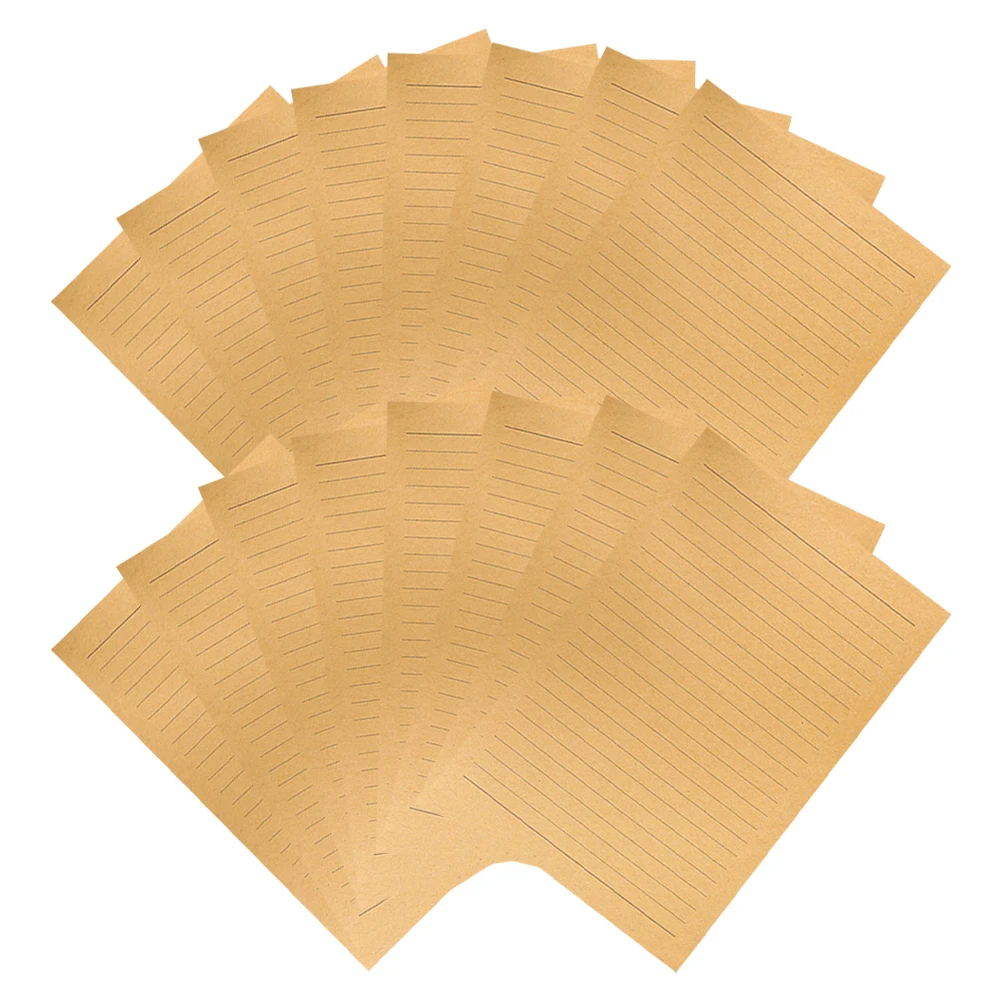 

50 Pcs Kraft Stationery Paper Writing Letter Sheet Lined Ideal Calligraphy Sketching Gifts Envelope