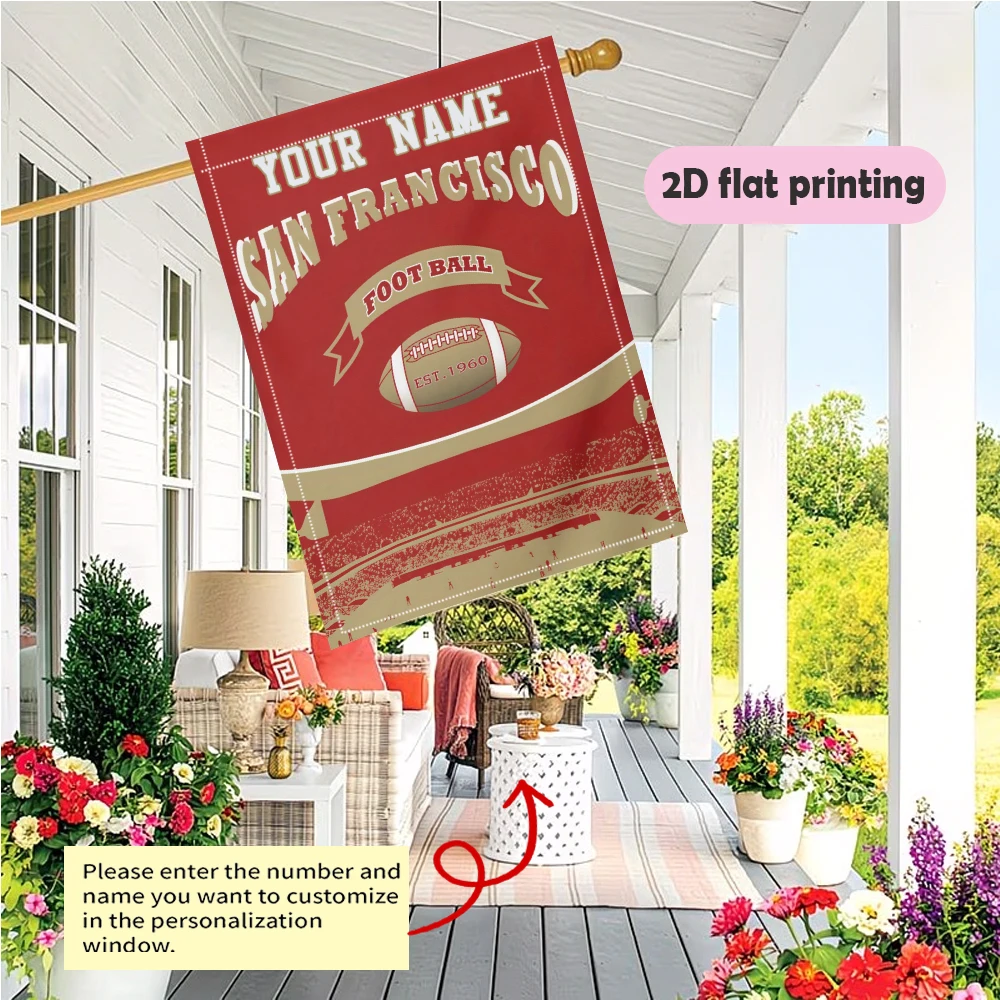 1pc double-sided Customizable Stadium Theme Garden flag personalized custom Name & Date courtyard decoration 30*45cm(12x18in)