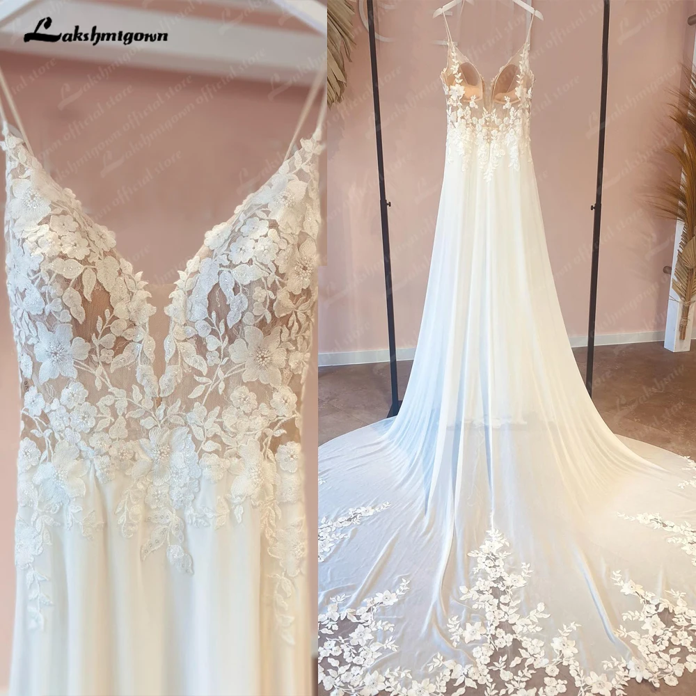 

Sexy Beach Wedding Dress 2024 Spaghett Straps Robe Mariee Vintage Lace Appliques Boheme Wedding Dresses Vestidos de Nova