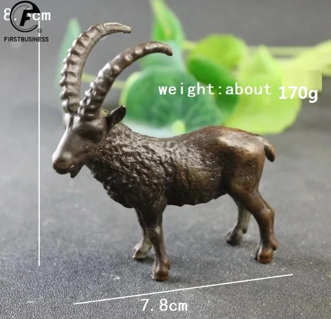 Vintage Copper Leader Sheep Big Ornament Antique Brass Animal Miniatures Figurine Lucky Antelope Home Decor Desktop Decoration