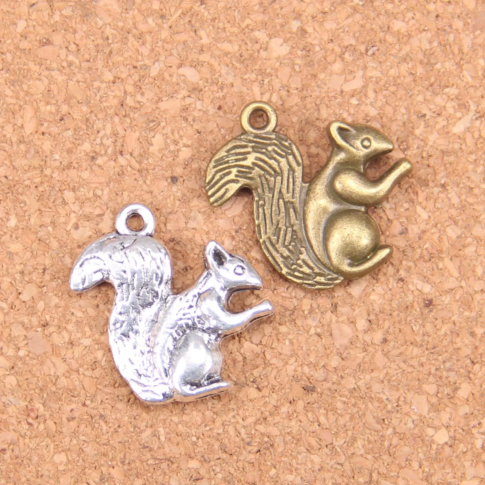 48pcs Charms Double Sided Squirrel 21x21mm Antique Pendants,Vintage Tibetan Silver Jewelry,DIY For Bracelet Necklace