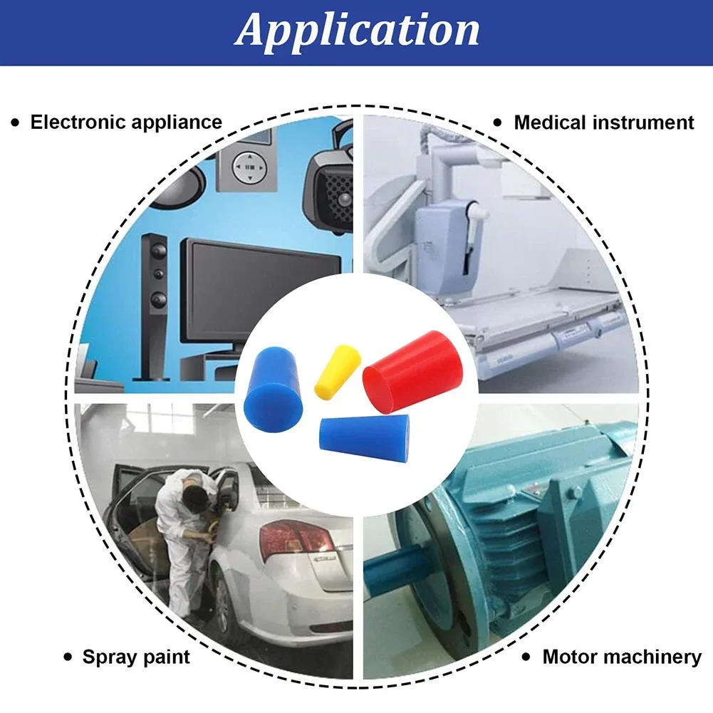 Silicone Rubber Tapered Plug For Plating For Powder Coating High Temp Kit Reusable Tools 1/16
