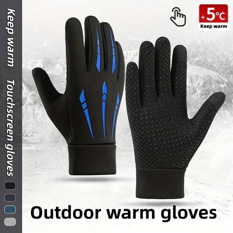 Men's Outdoor Warm Gloves for Autumn and Winter, Windproof, Cold Proof, Anti Slip, with Outdoor Leisure Running Gloves