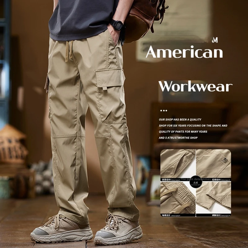 

Outdoor Mountaineering American Trendy Workwear Sports Pants with Multiple Pockets and Versatile Men's Straight Leg Pants