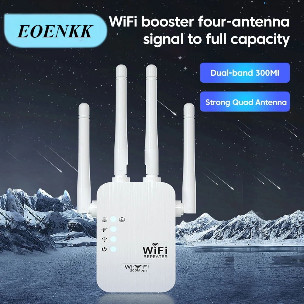 EOENKK Dual Network interface WiFi Repeater Signal Amplifier Router 300Mbps Signal Booster Cellular communication amplifier