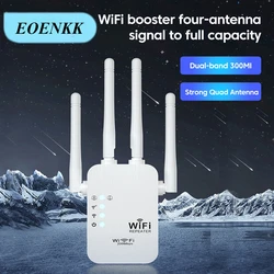 EOENKK 듀얼 네트워크 인터페이스 WiFi 리피터, 신호 증폭기 라우터, 300Mbps 신호 부스터, 셀룰러 통신 증폭기