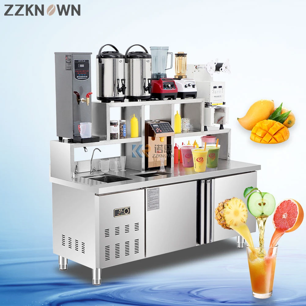 

All Set Bubble Tea Equipment Customized Bar Length Milk Tea Shop Working Table Milk Tea Counter Customized