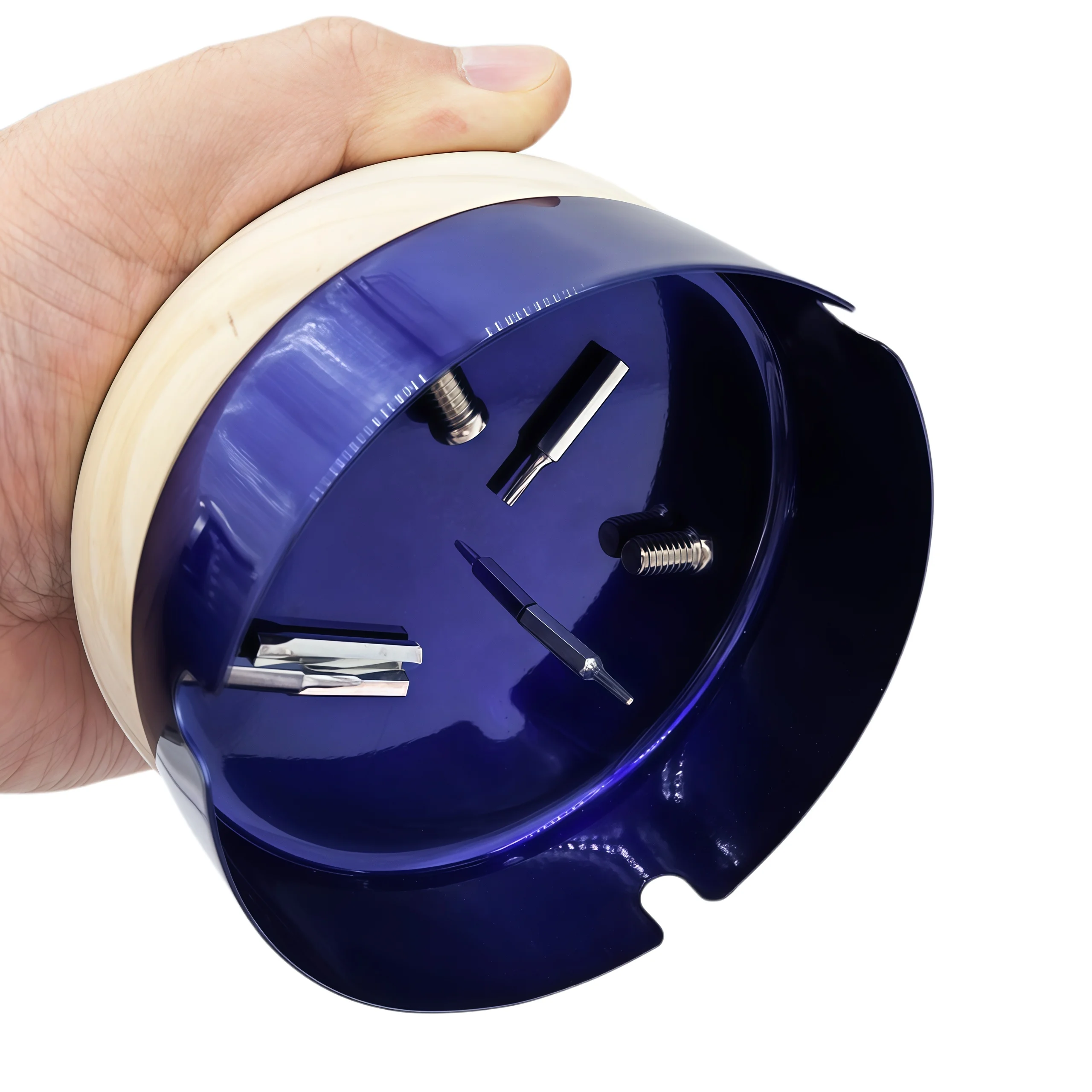 Strong Magnetic Screw Storage Tray with Wooden Base Round Bowl for Tools Auto Repair DIY Projects Small Parts Organization