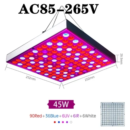 144LEDs Grow Panel Light 45W Full Spectrum Plant Growing Light Box Phytolamp Bulb Indoor Greenhouse Plant Flower Growth Seedl