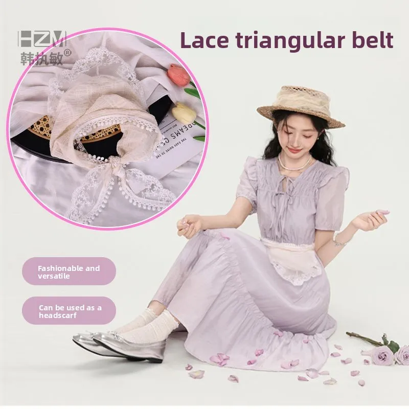 

Khaki Silk Scarf Waist Belt Korean Style Skirt Waist Cinching Waistband Fashion Accessory Women's Spring Season Exclusive