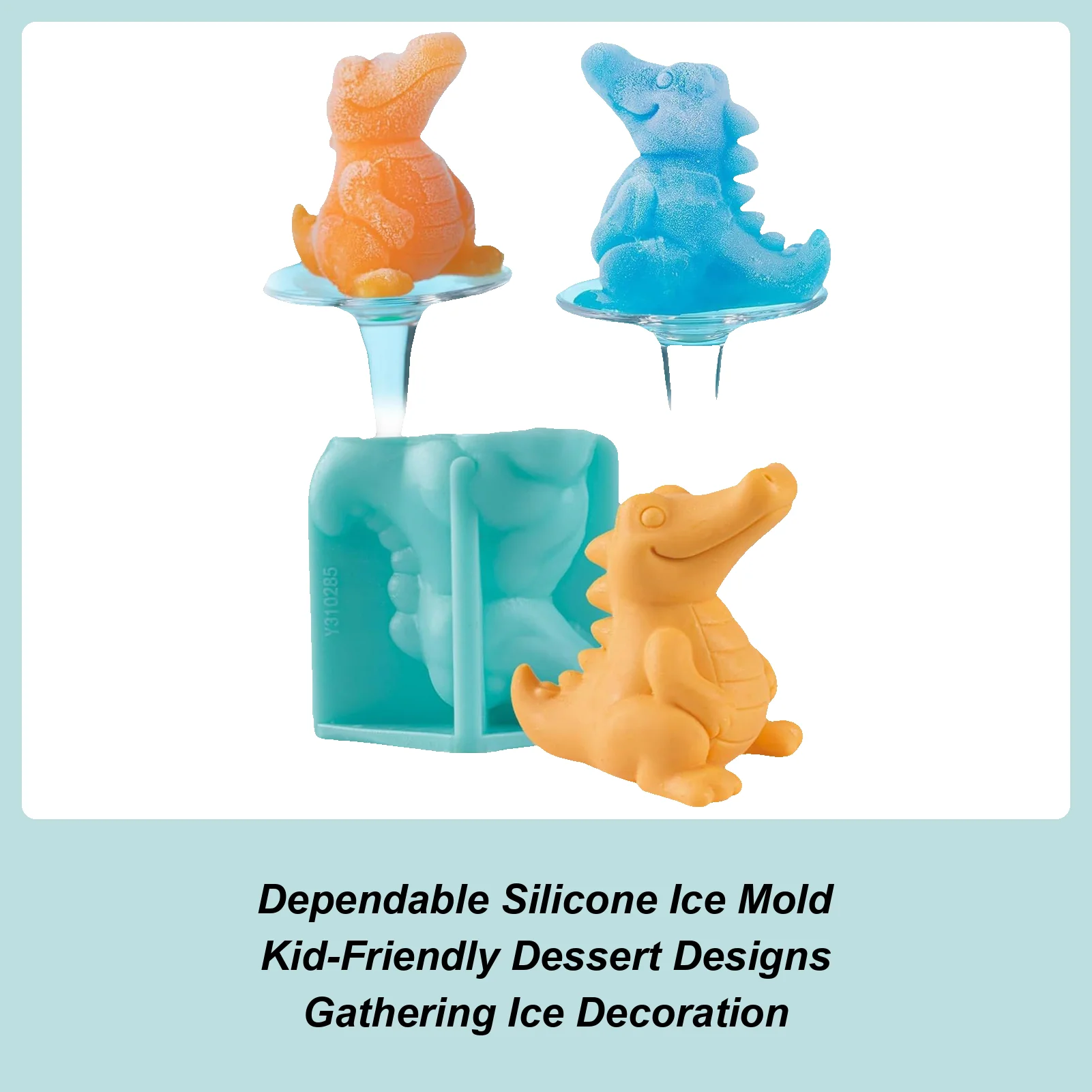 

Silicone Ice Tray Reusable Easy Release Silicone Freezer Ice Mold Dinosaur Theme For Whiskey Juice Wine Champagne RV Camping