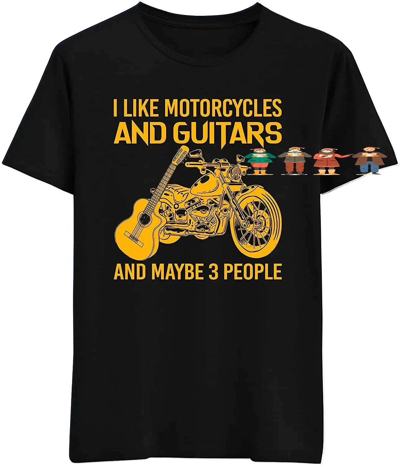 I Like Motorcycles and Guitars and Maybe 3 People. Phrase Graphic T-Shirt. Summer Cotton Short Sleeve O-Neck Mens T Shirt New