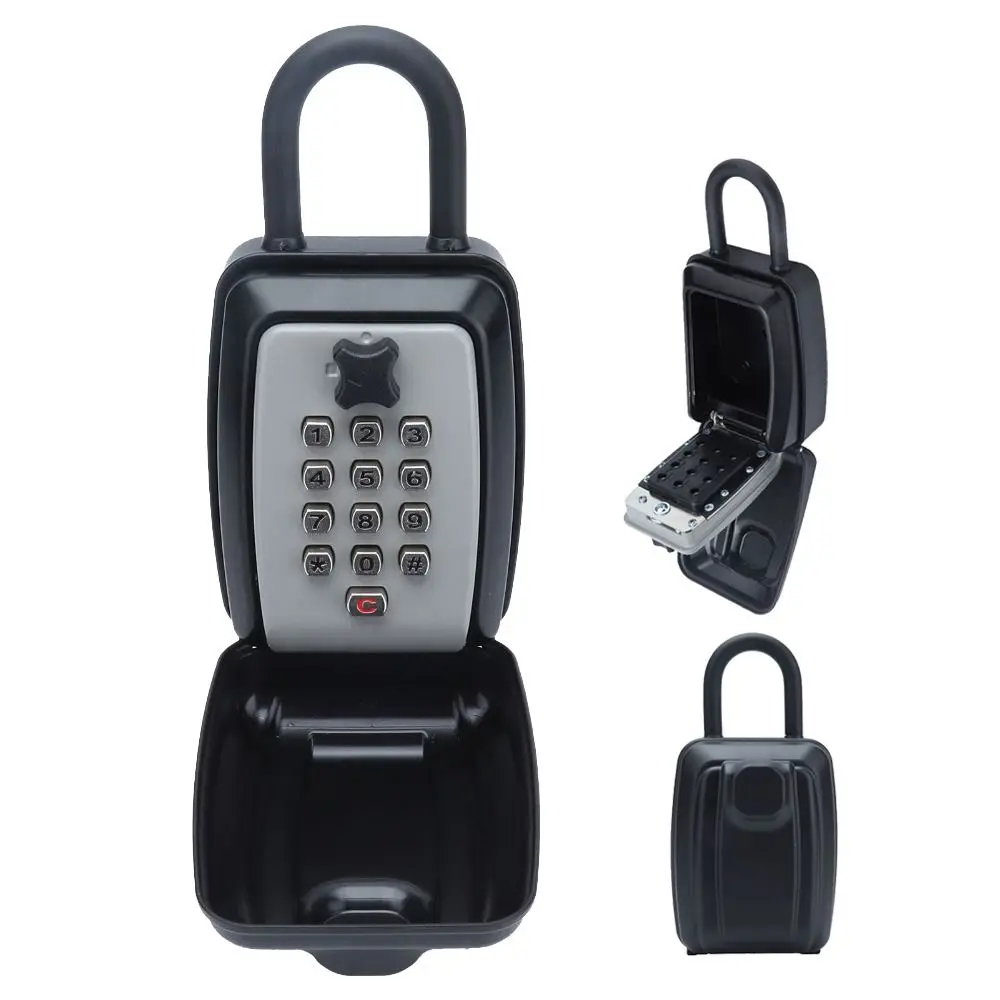 Portable 12 Digit Keyboard Key Lock Box Anti-Theft Aluminum Alloy Combination Key Lock Resettable Wall Mounted Key Box Home