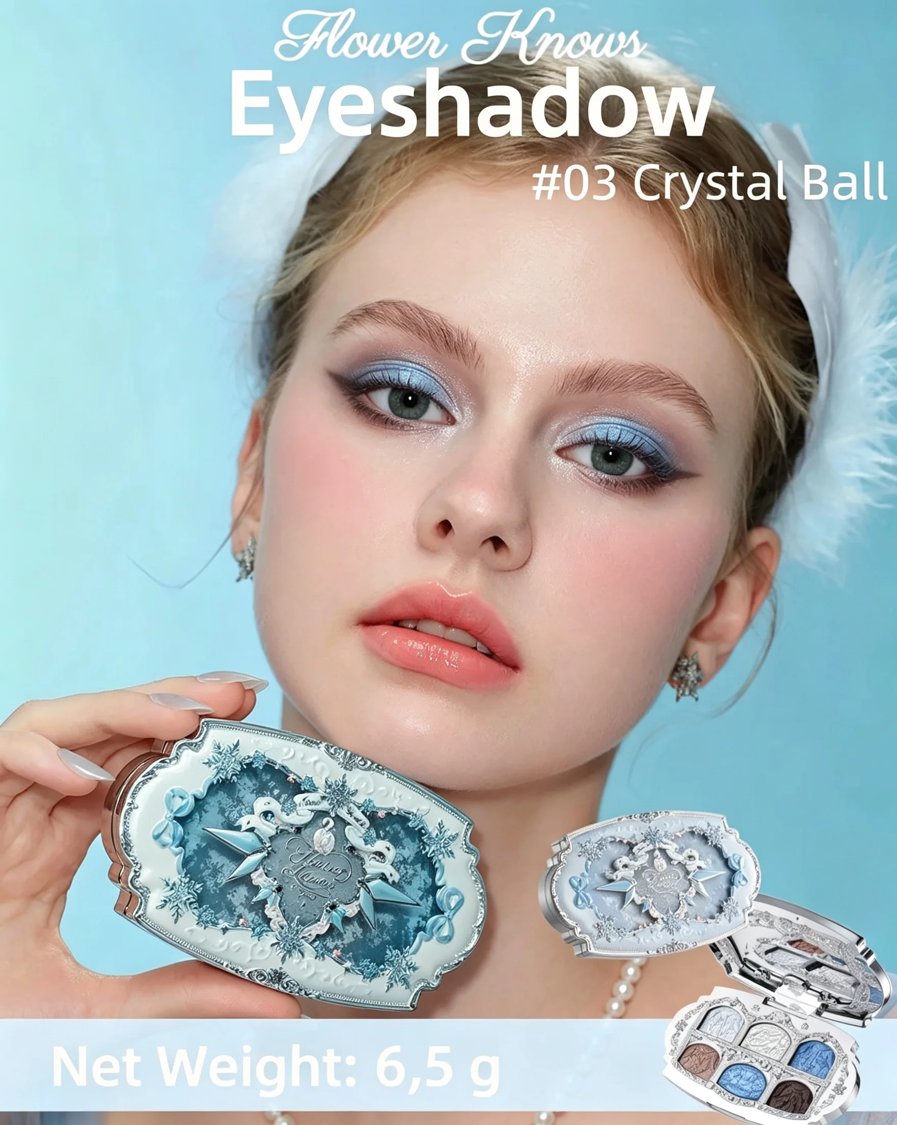 Flower Knows Snow Ballet Series 6 Color Eyeshadow Palette Matte Shimmer Long Lasting Pigmented Eye Makeup Cosmetics