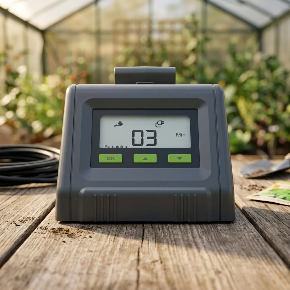 Compact Drip Irrigation Controller with Inlet and Outlet 4mm Tubing Compatibility for Indoor Plant Applications