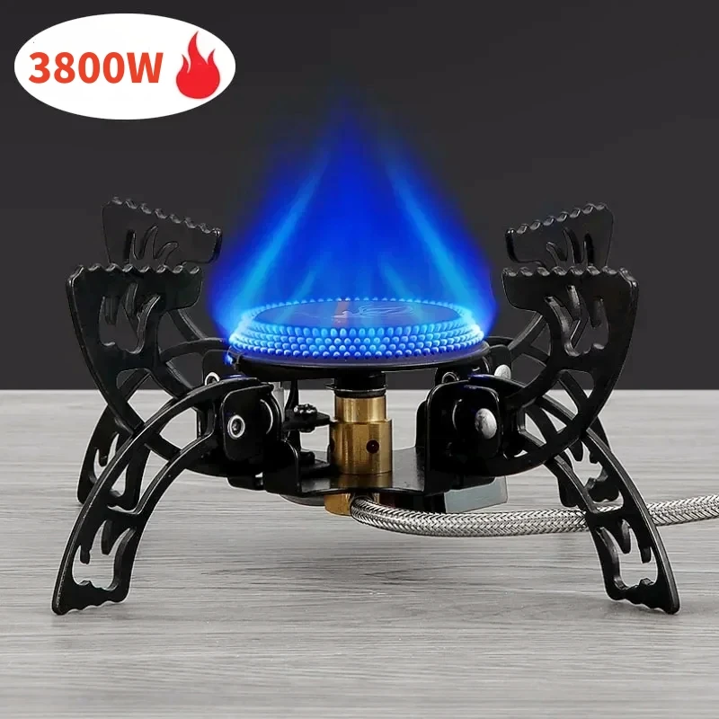 

3800W Strong Firepower Burner Camping Gas Stove Windproof Tourist Gas Burner Portable Outdoor Cooking Picnic Barbecue Stove