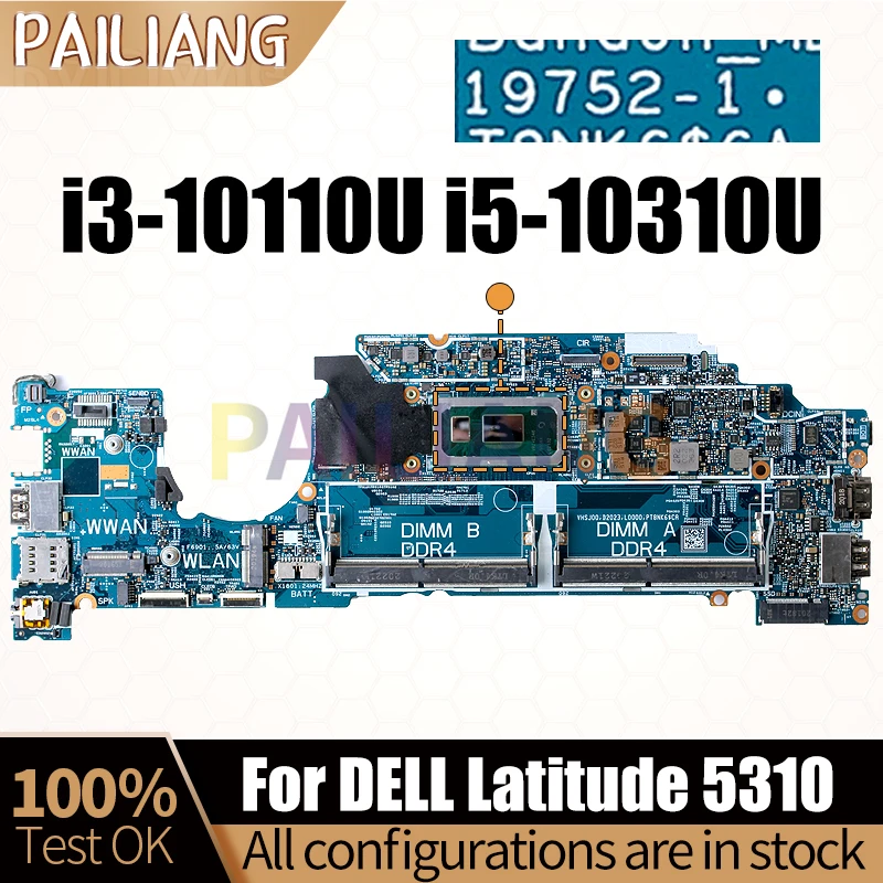 

For DELL Latitude 5310 Laptop Mainboard 19752-1 i3-10110U i5-10310U 0GG67P 0V295P 0MJ09G Notebook Motherboard Full Test