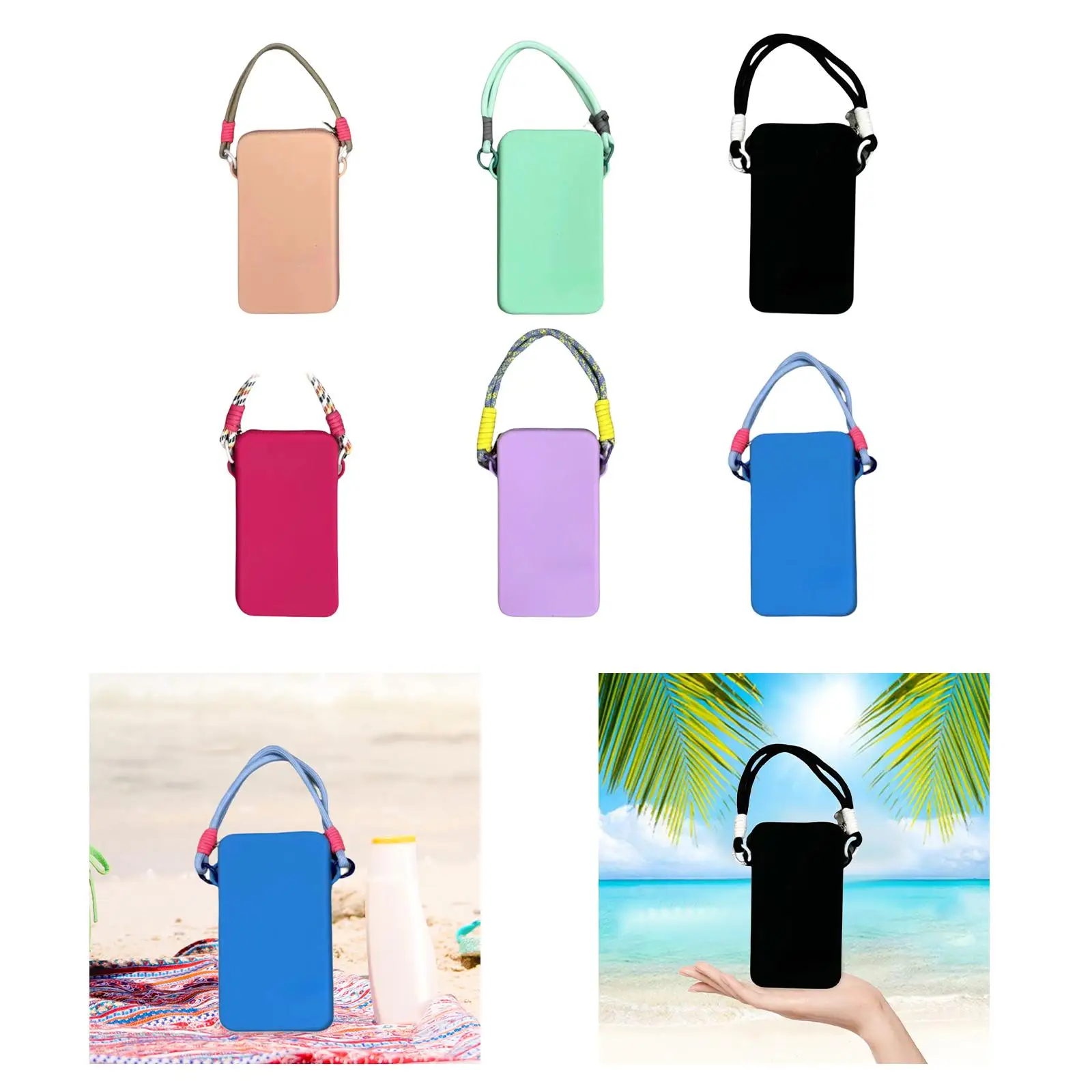 Soporte de silicona para teléfono, bolsa con cremallera, funda para teléfono, soporte para vacaciones, playa, chica