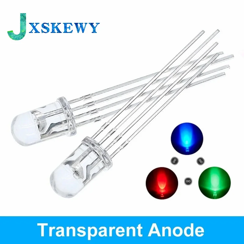 100pcs 5mm RGB LED Common Cathode / Common Anode Tri-Color Emitting Diodes f5 RGB Diffused / Transparent Highlight for arduino