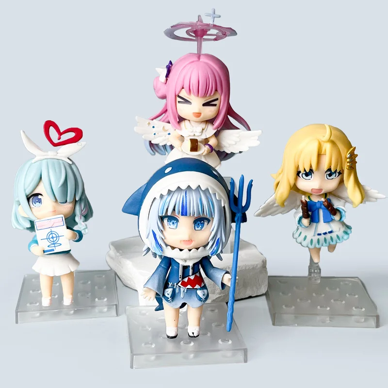 4 figuras coleccionables de anime Hololive English Myth Q Version Amane Kanata, Tokoyami Towa y Amelia Watson.