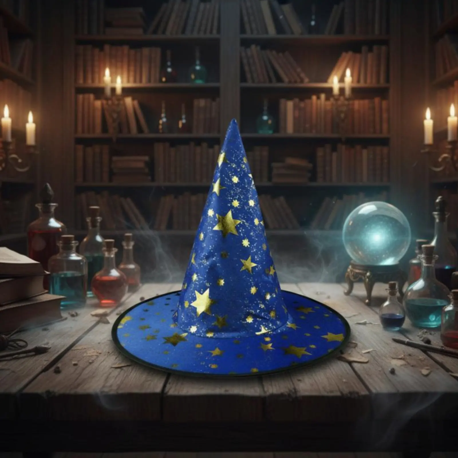

Star Print Wizard Hat Stage Prop Pointed Wizard Hat Costume Accessory Soft Dress-up Item Lightweight
