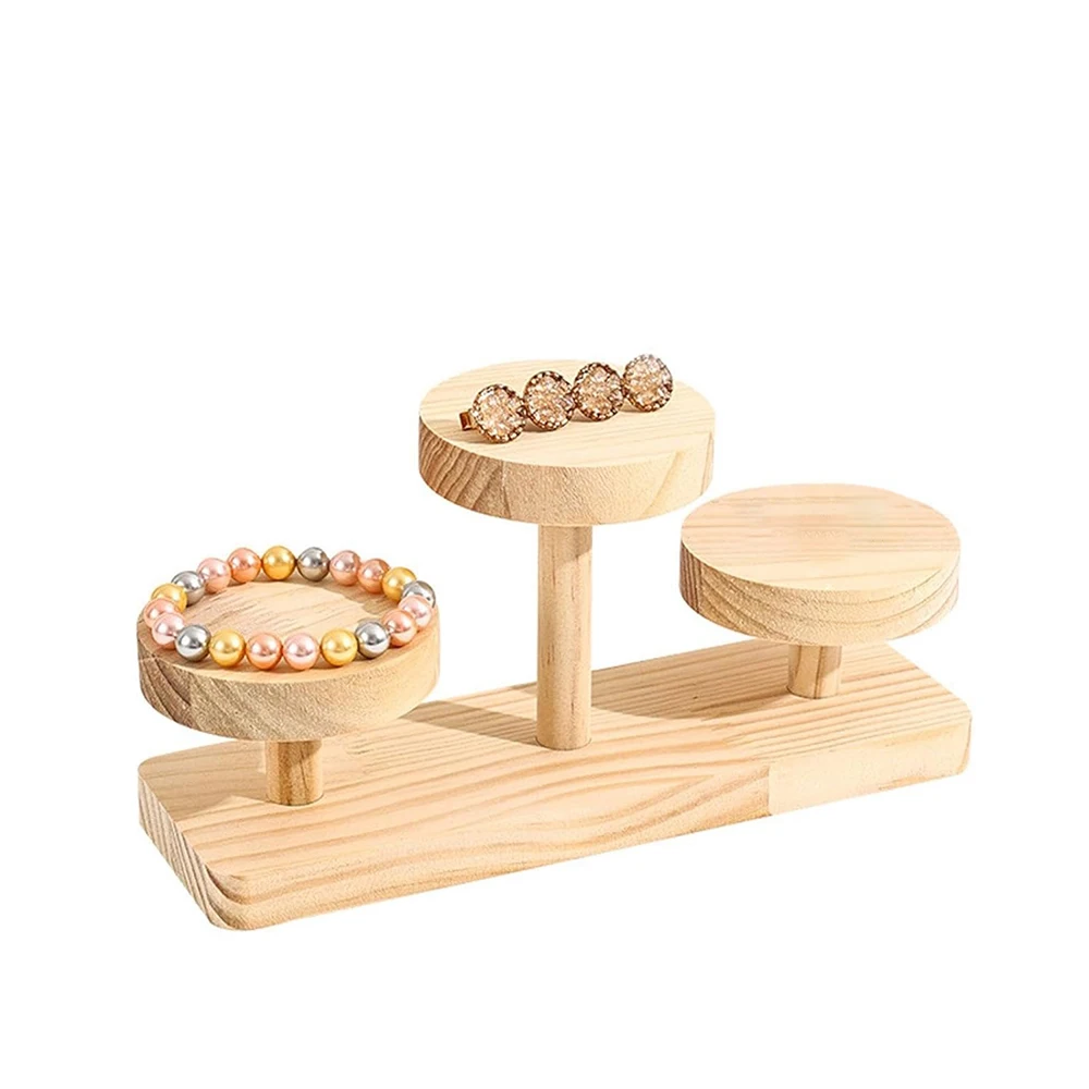 رف سلم خشبي مجوهرات سوار عرض موقف المنظم رف مجوهرات متعدد الاستخدامات أقراط عرض موقف تخزين 3 الطبقة