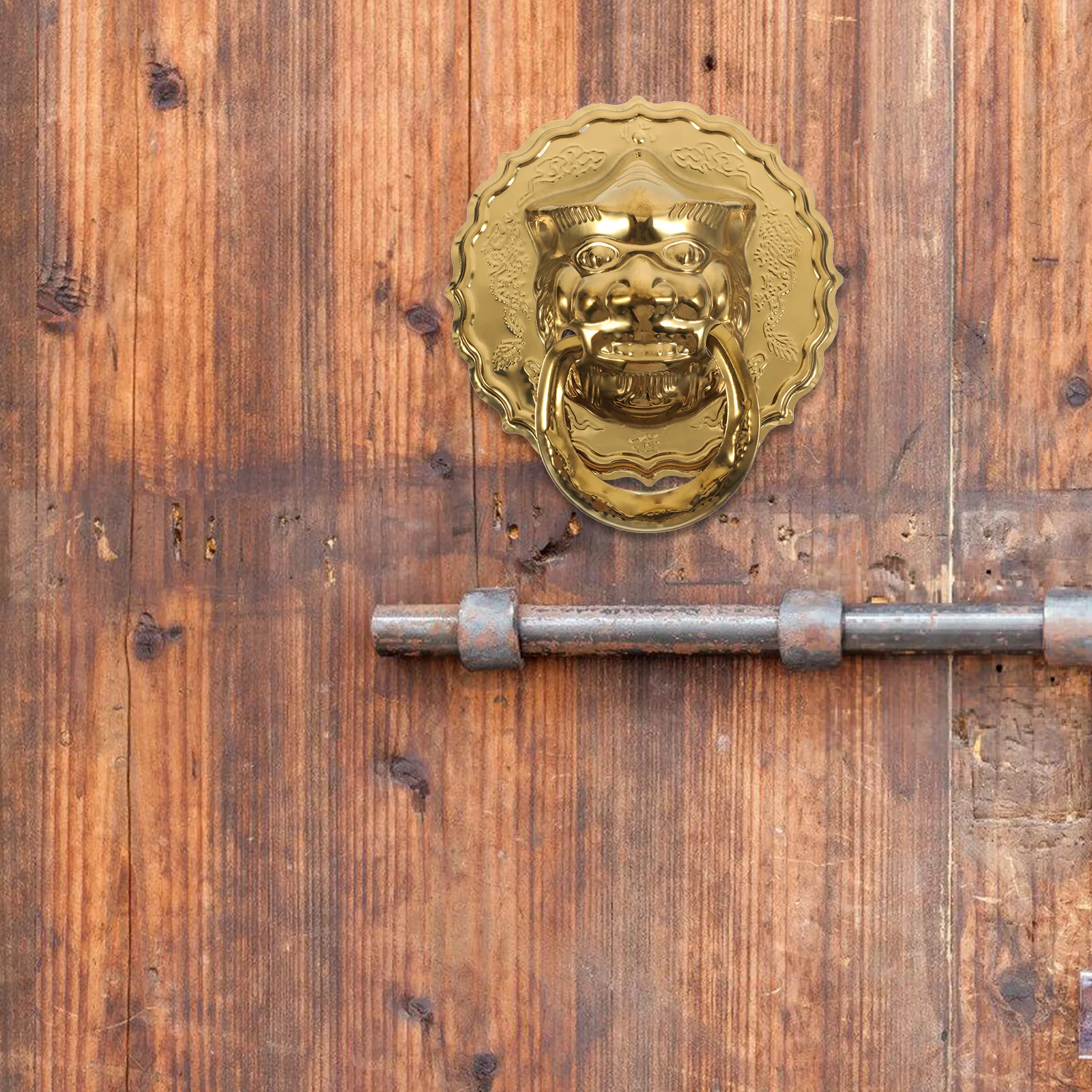 

2 шт. Золотые ручки-колокольчики в виде головы льва, большие, в новом китайском стиле, для входной двери, наружного декора дома