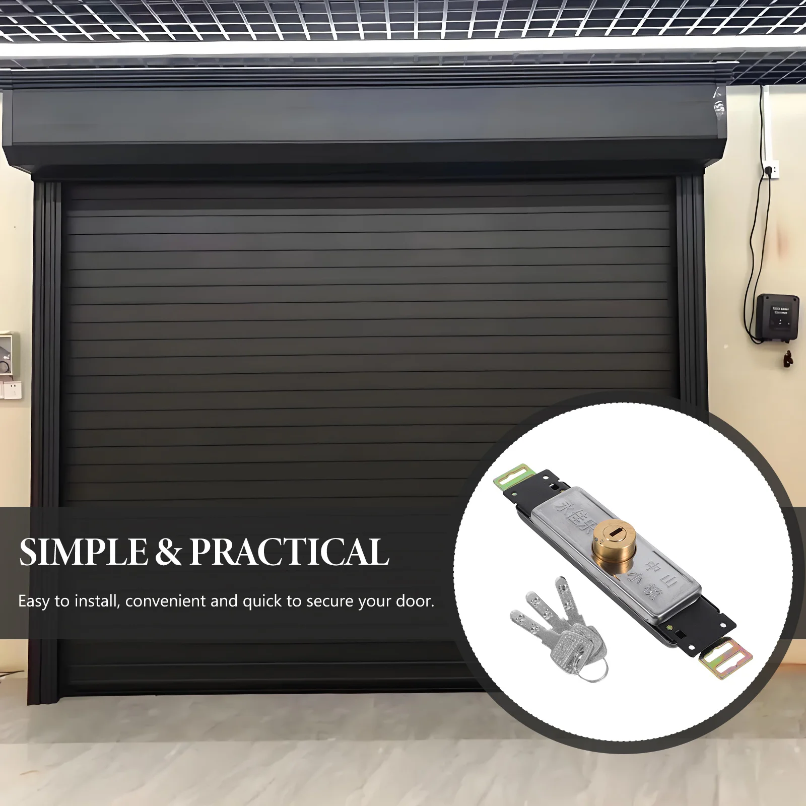 قفل باب المصراع مع مفتاح قفل باب المرآب المتداول عالي الأمان للمستودعات، تركيب مزلاج معدني شديد التحمل #4