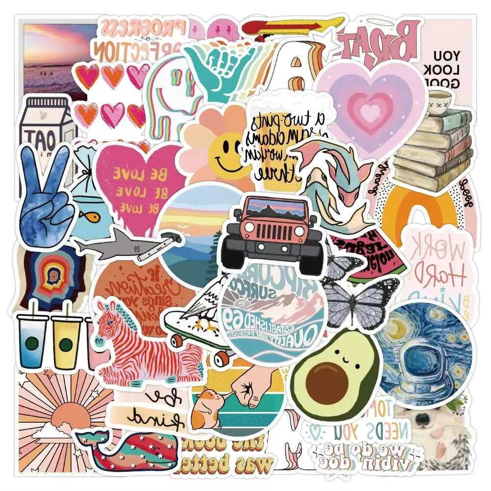 

50PCS Cartoon VSCO Small Fresh Graffiti Waterproof Sticker Personalized Creative Decoration Skateboard Cup Guitar