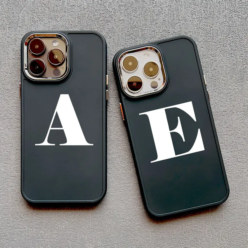 Name Initial 26 Letter A Z Fashion Phone Case For iPhone 16 14 15 13 12 11 Pro Max XS XR 7 8 Plus SE20 White Boldface Soft Cover